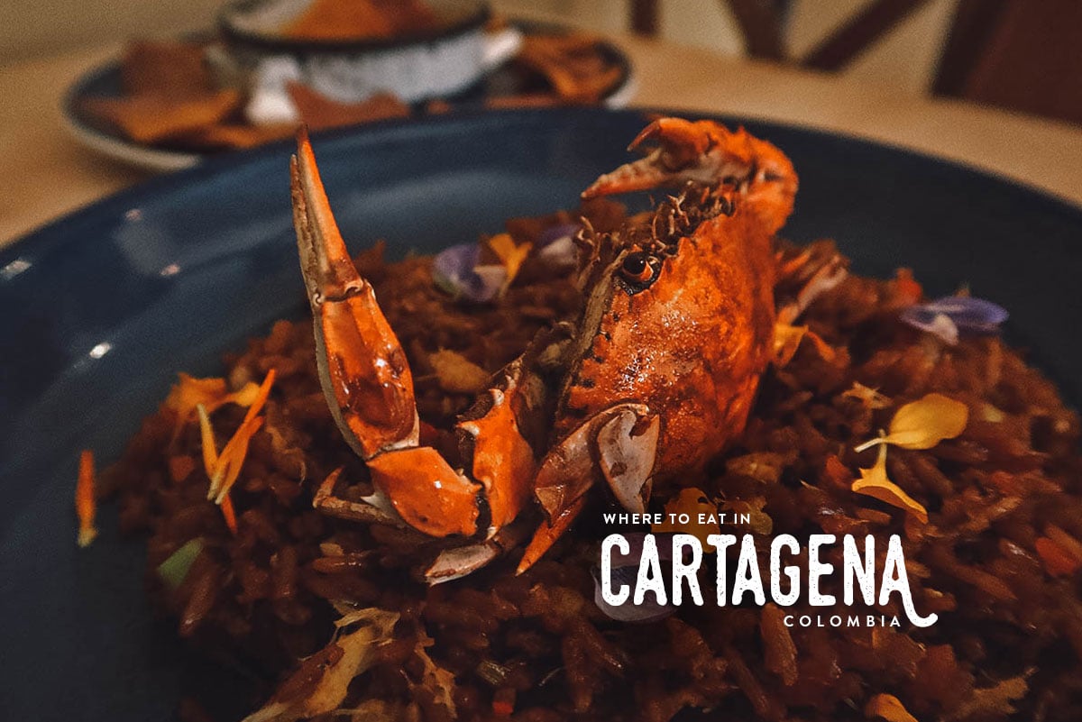 Crab rice dish at a restaurant in Cartagena, Colombia