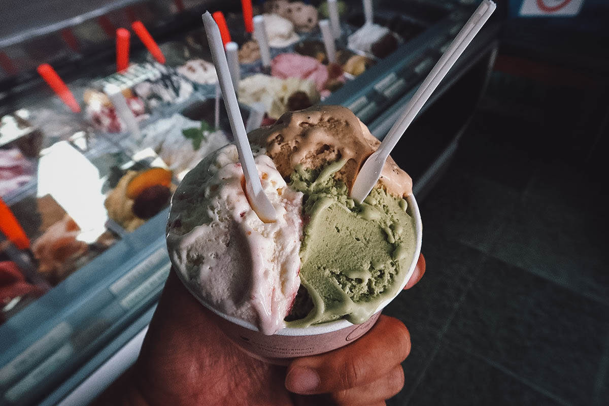 Gelato cup at Gelateria Tramonti in Cartagena