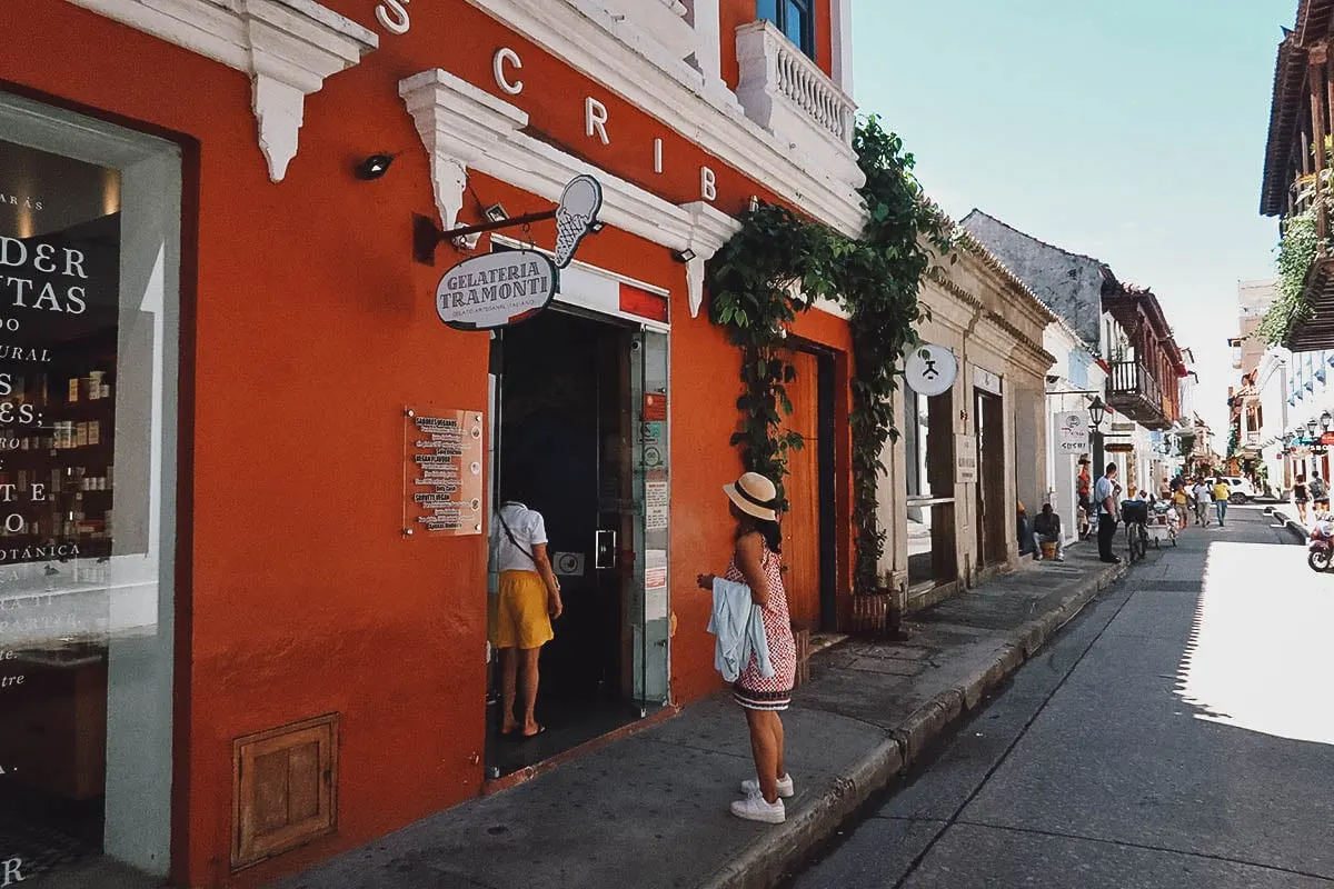 Gelateria Tramonti shop exterior in Cartagena