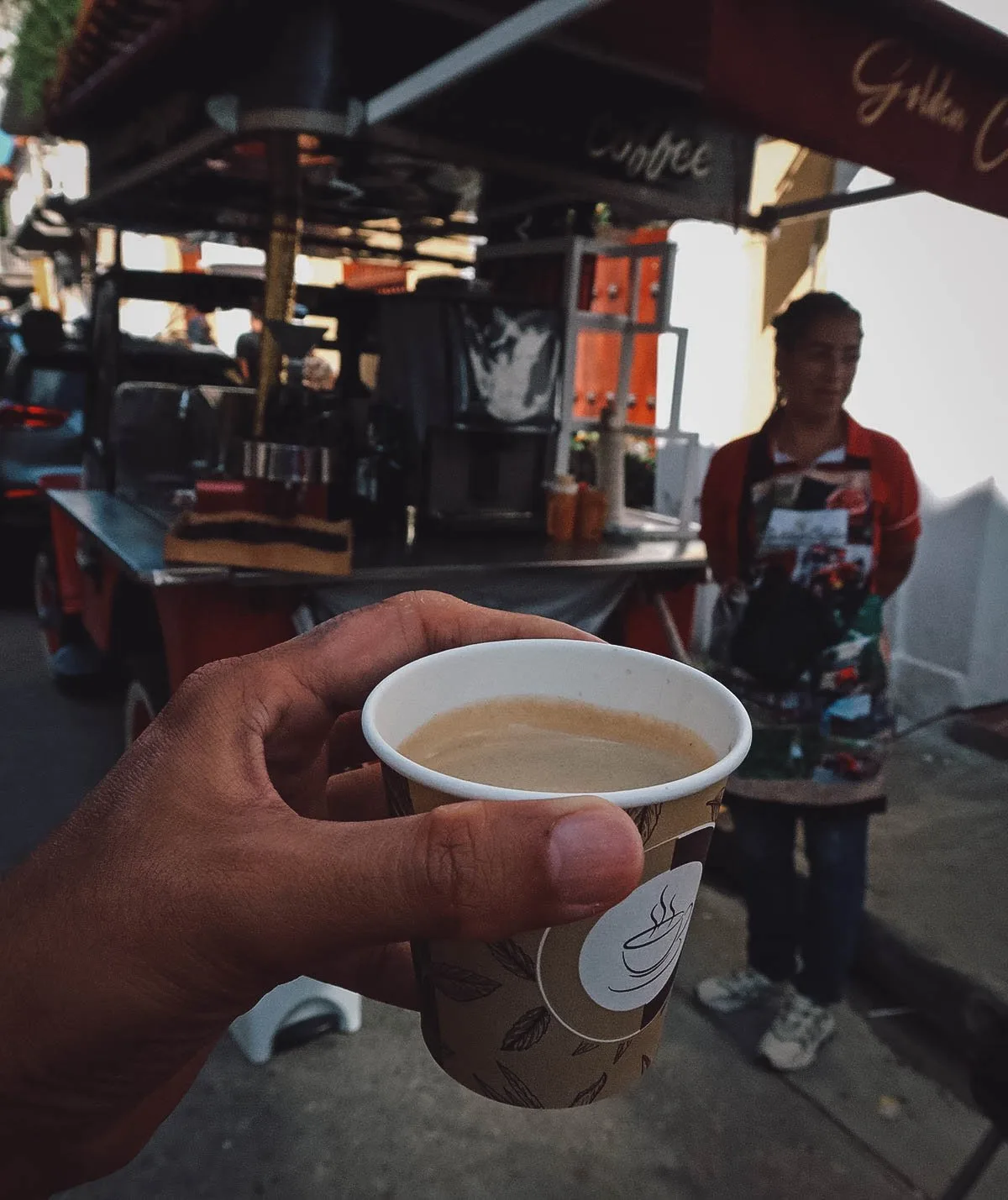Black coffee from Golden Coffee jeep in Cartagena