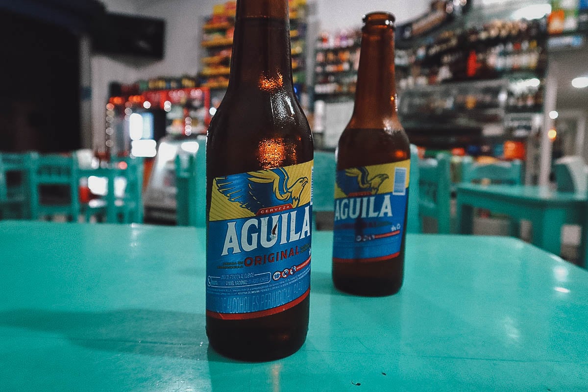 Aguila beers at La Estrella restaurant in Cartagena