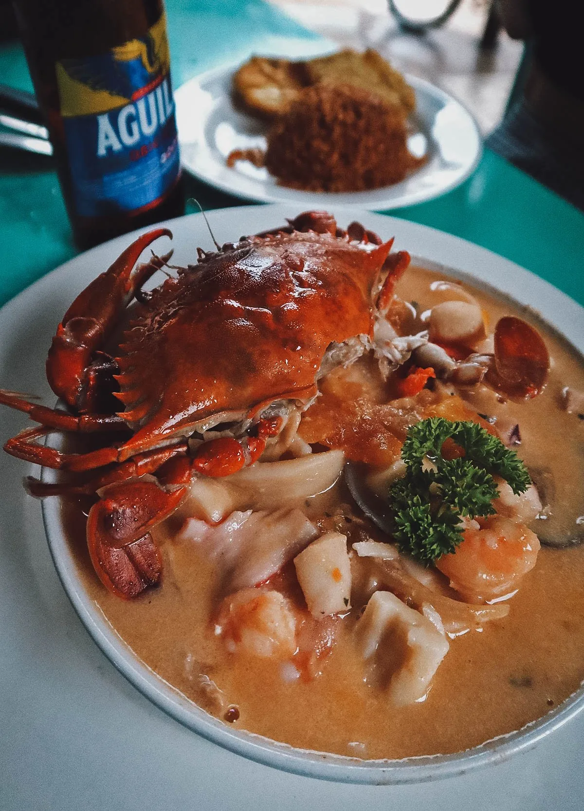 Cazuela de mariscos at La Estrella restaurant in Cartagena