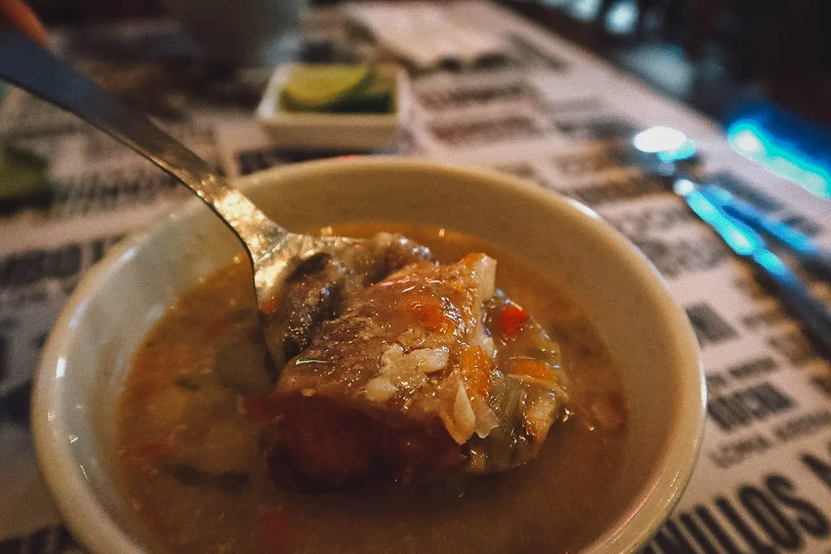 Sancocho de pescado at the La Mulata restaurant in Cartagena