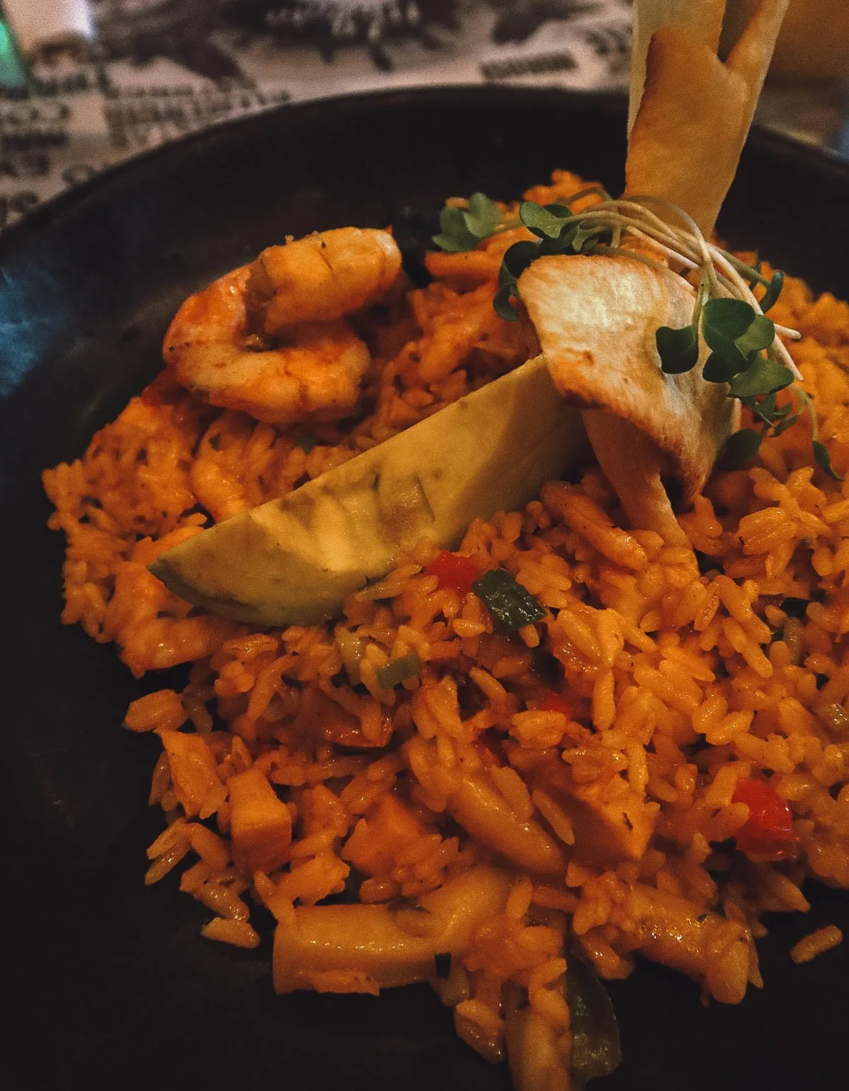 Arroz de mariscos at the La Mulata restaurant in Cartagena