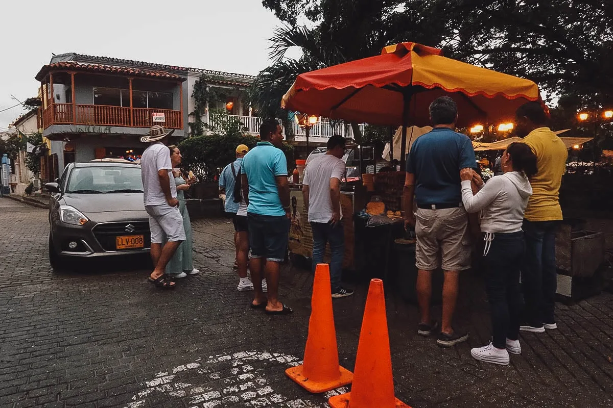 Los Fritos de Dora stall at Plaza San Diego in Cartagena, Colombia