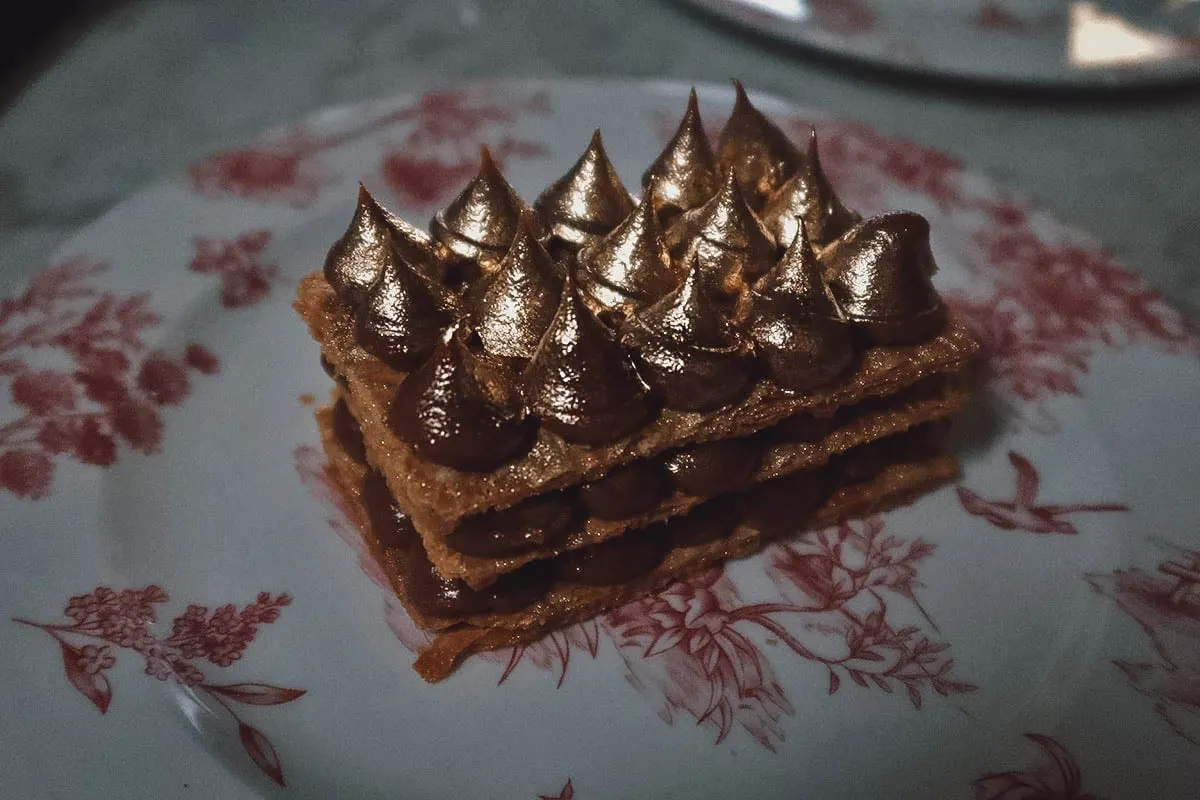 Mille feuille pastry at Mila Pasteleria restaurant in Cartagena