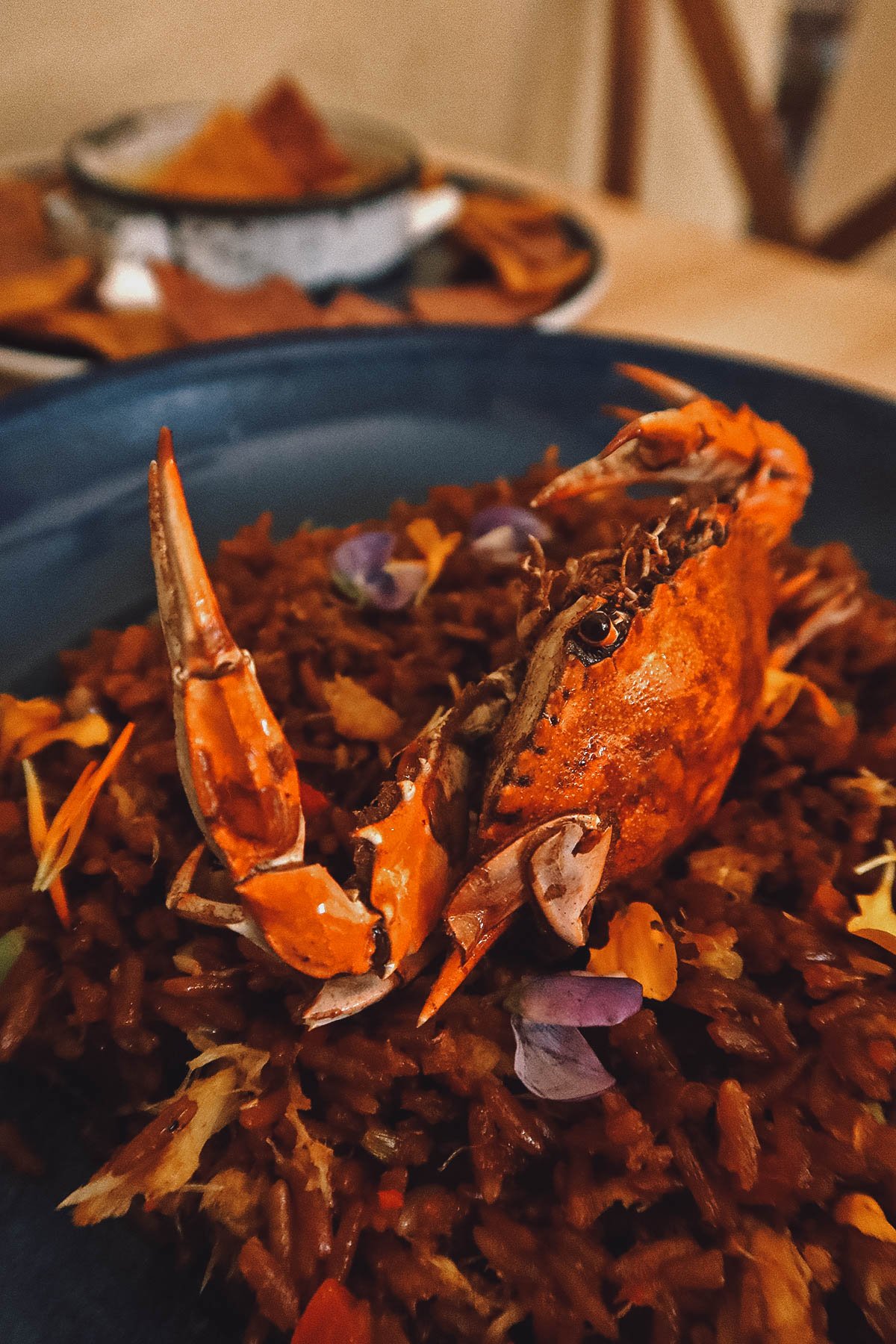 Crab rice dish at Sierpe restaurant in Cartagena