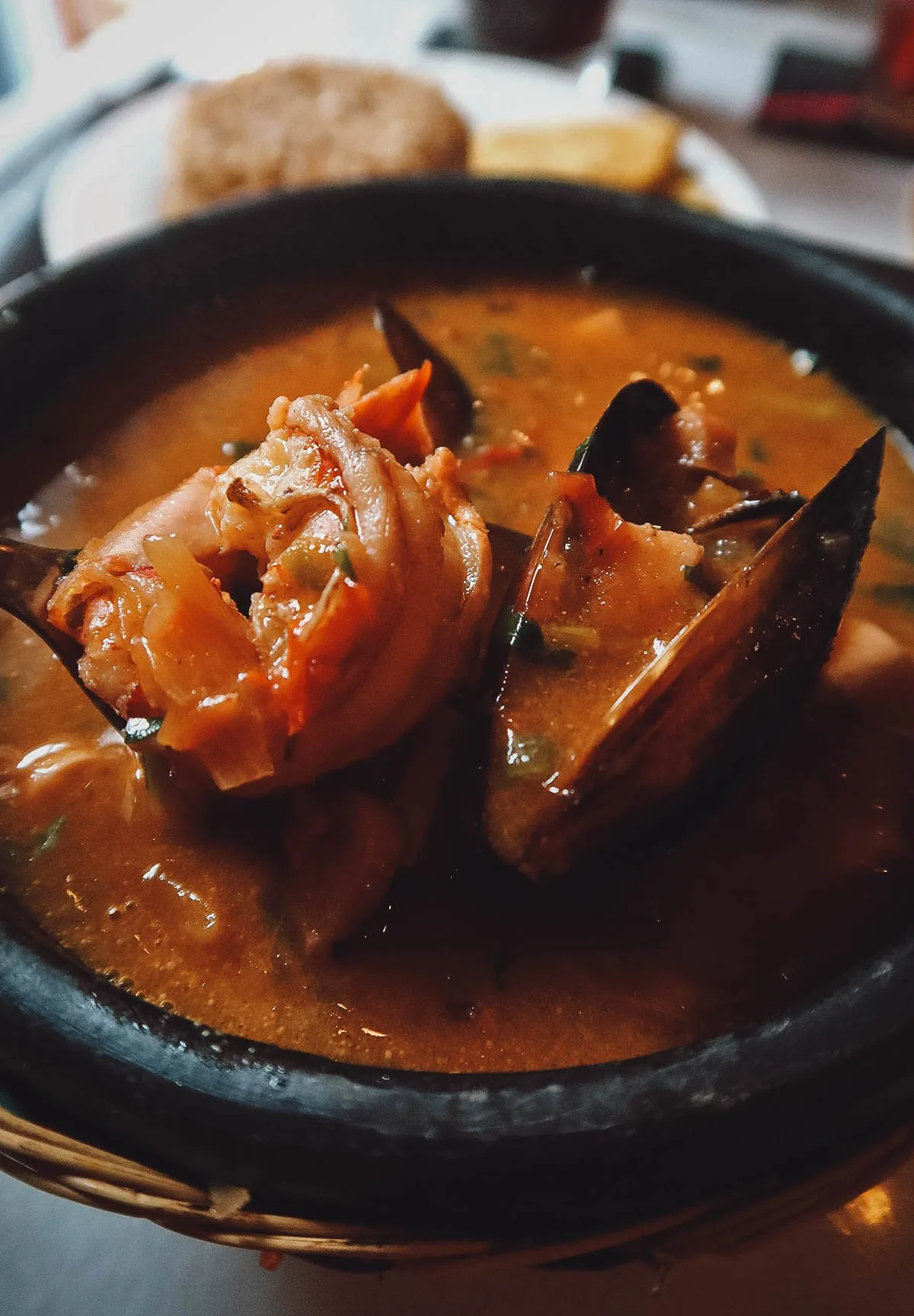 Cazuela de mariscos at Tomillo restaurant in Cartagena