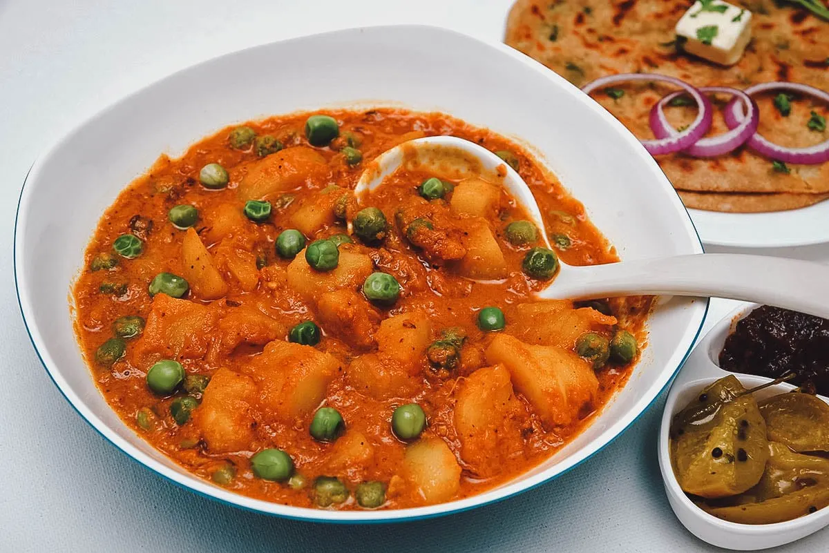 Pakistani Food Aloo gobi matar or Pakistani cauliflower and potato curry