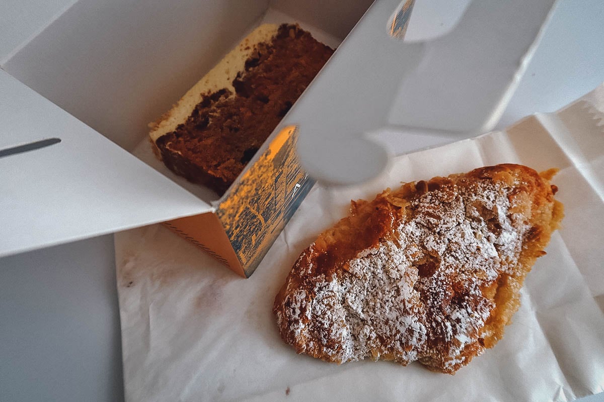 Croissant and cake from Azahar in Bogota