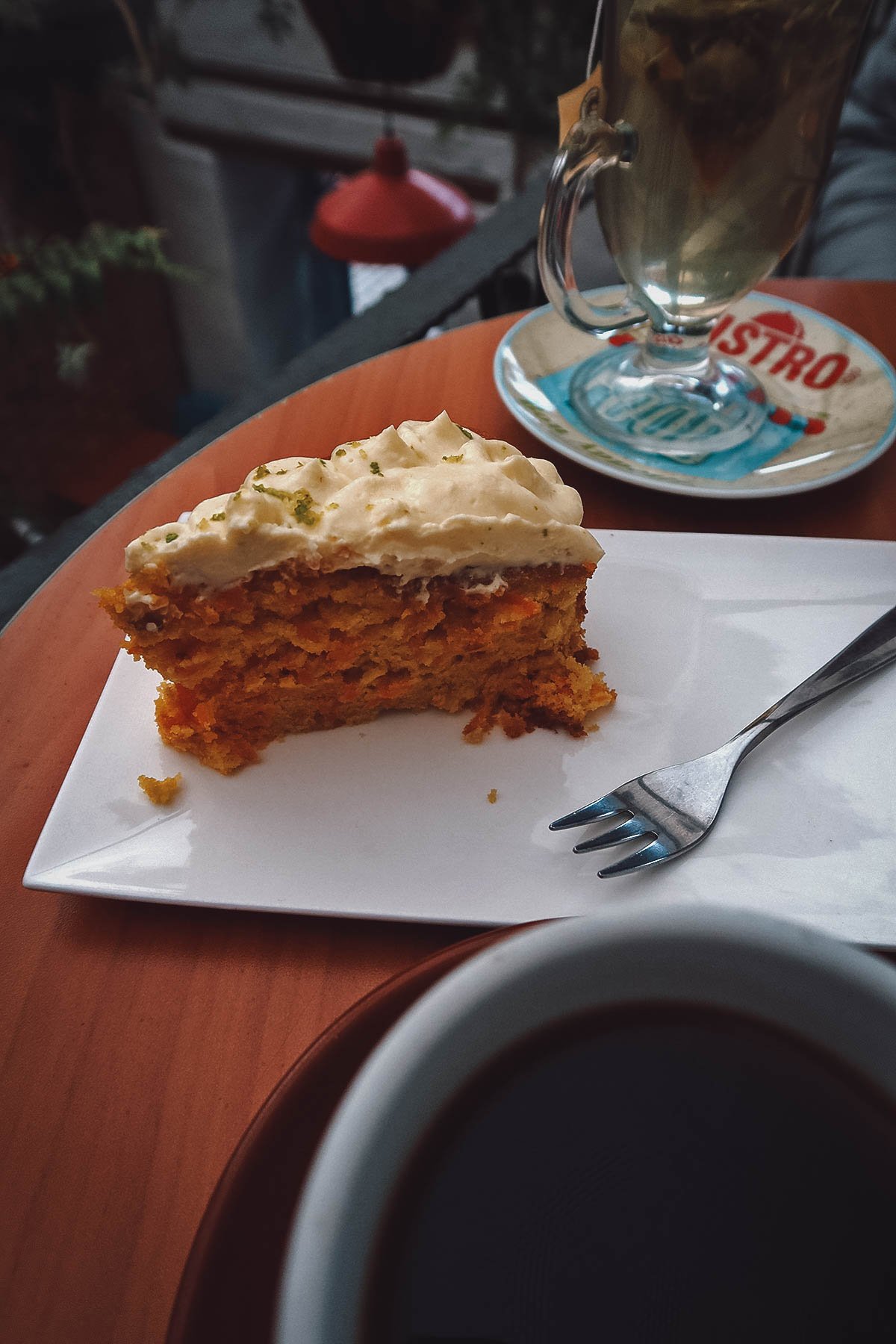 Coffee and cake at Cafe del Mercado in Bogota