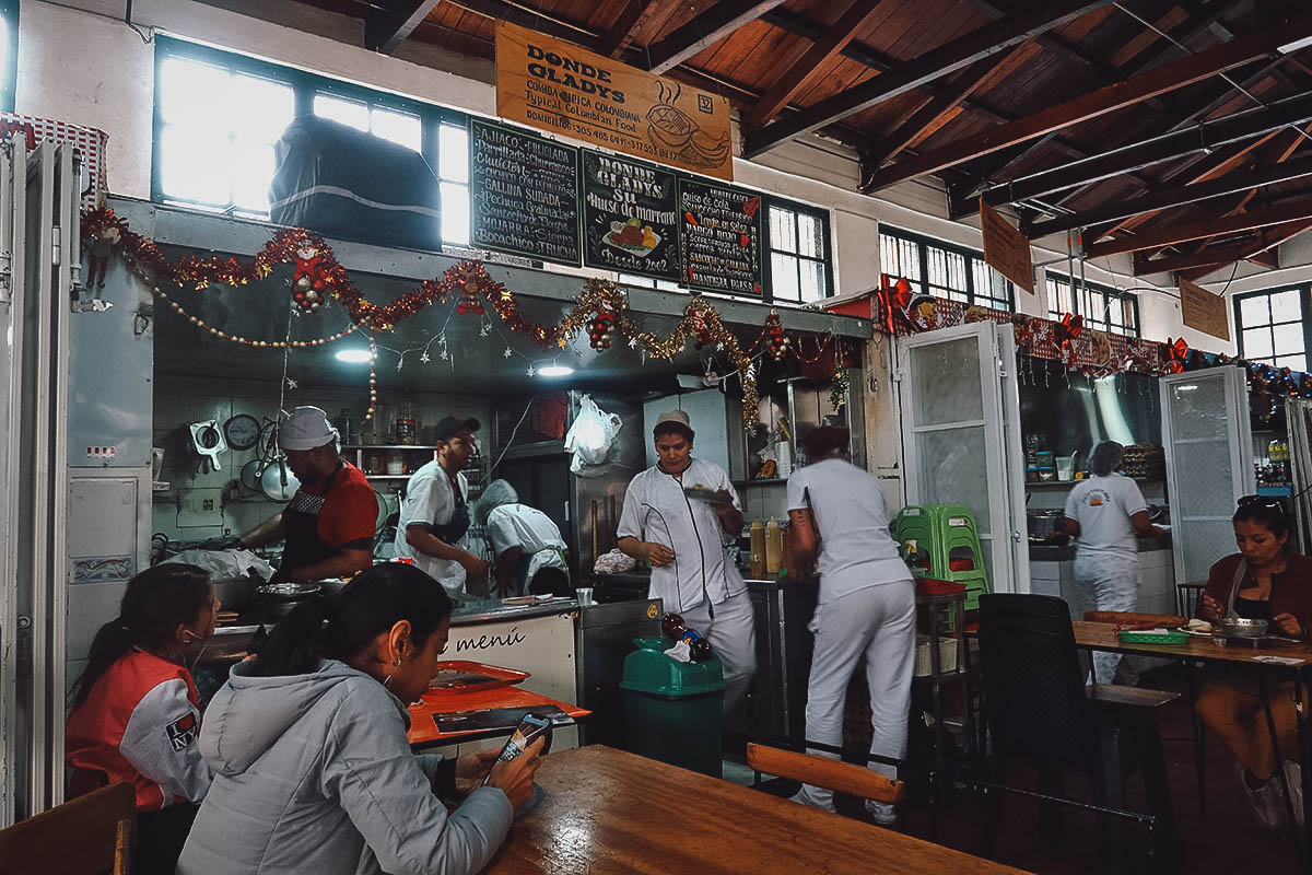 Donde Gladys stall in Plaza de Mercado la Perseverancia in Bogota, Colombia