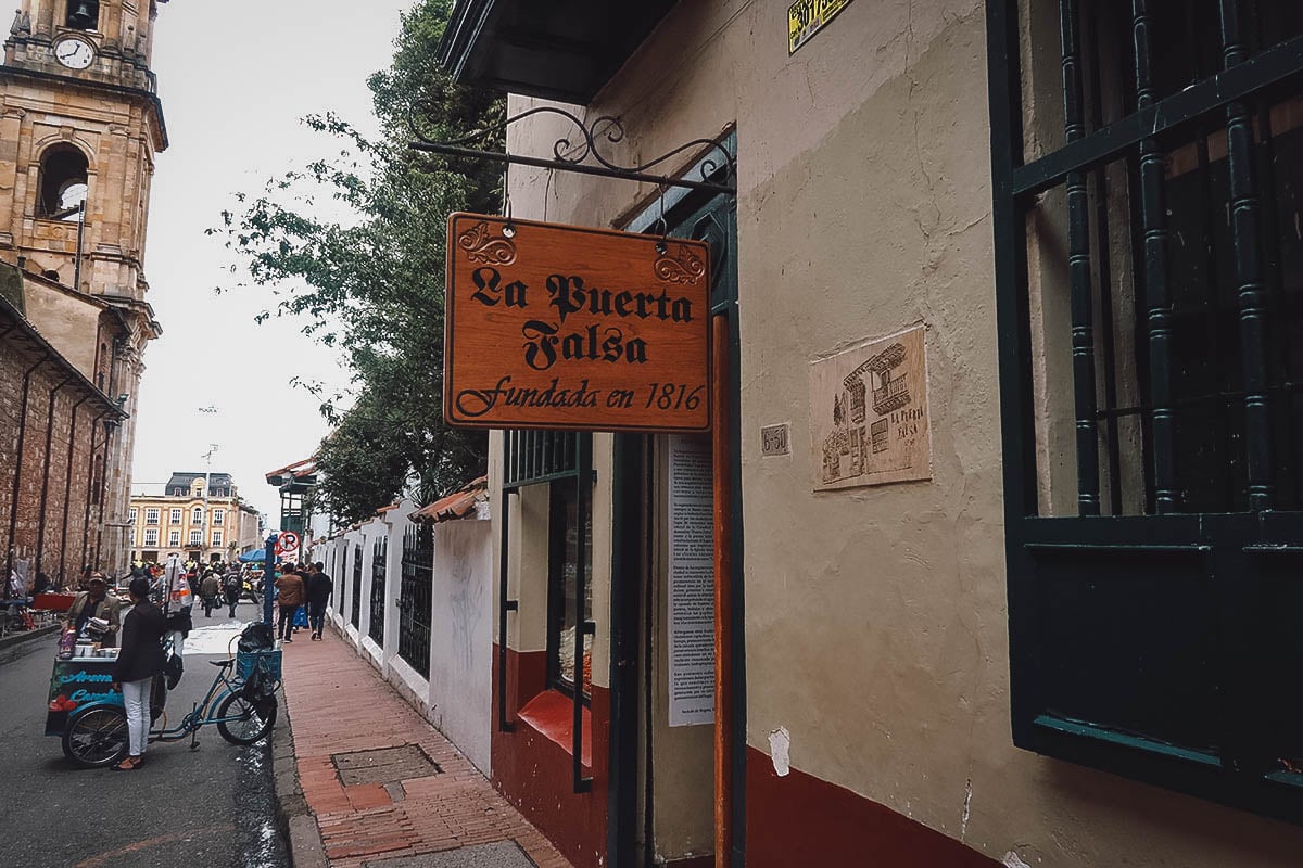La Puerta Falsa restaurant extrior in Bogota, Colombia