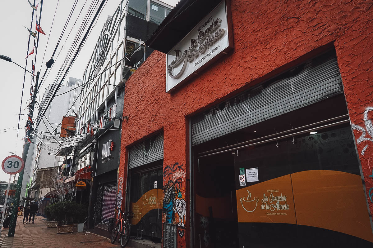 Las Cazuelas de la Abuela restaurant exterior in Bogota, Colombia