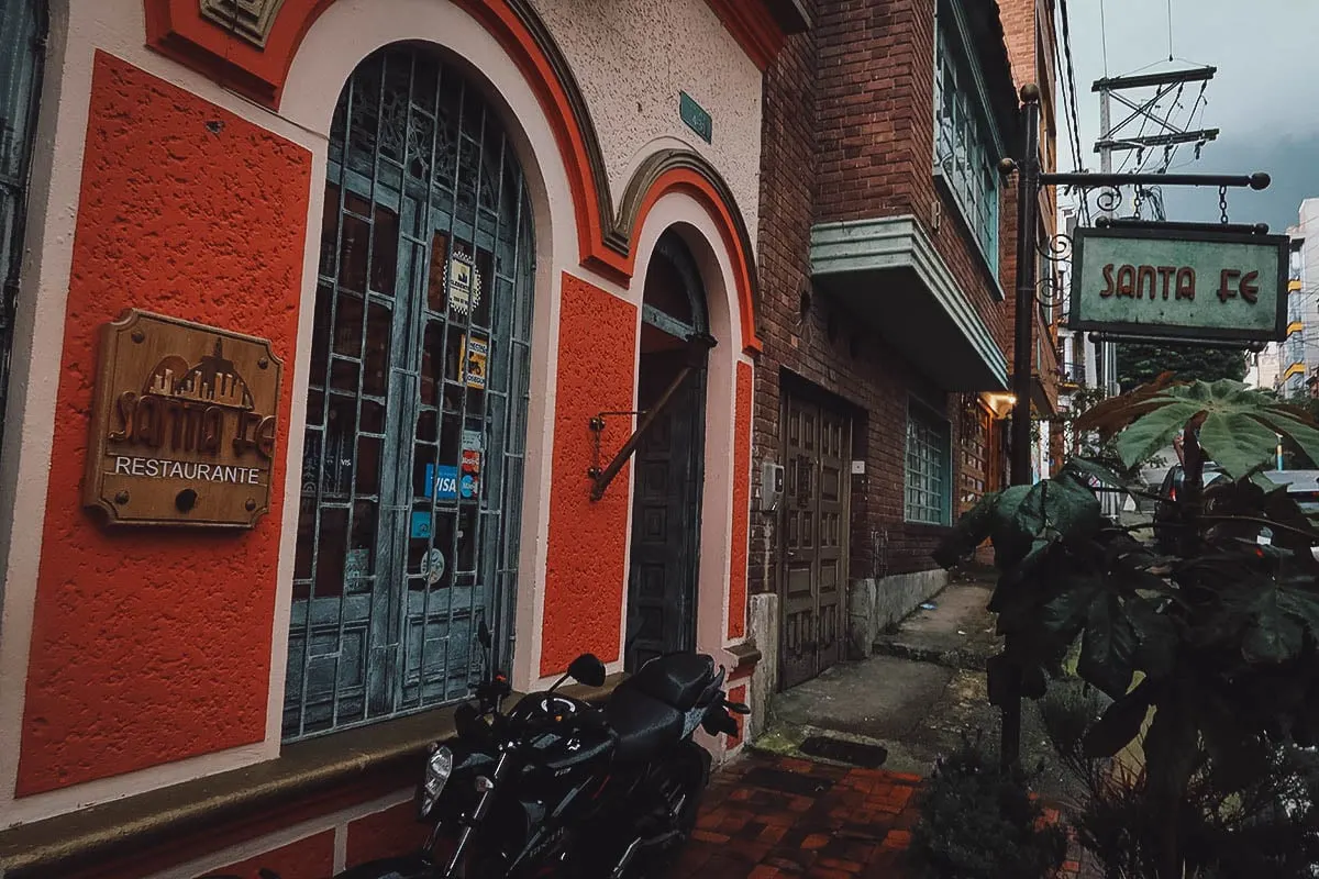 Santa Fe restaurant exterior in Bogota, Colombia