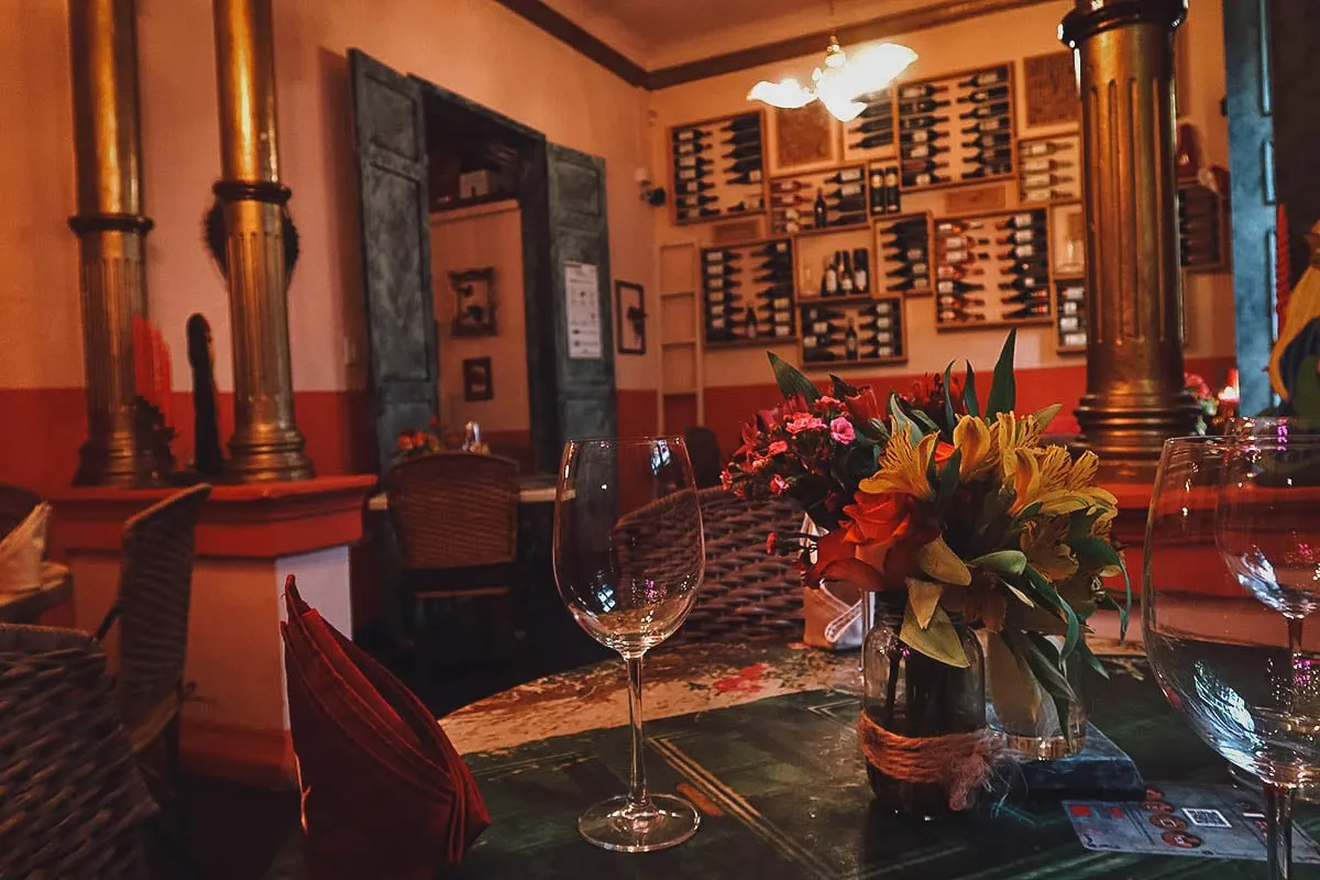 Santa Fe restaurant interior in Bogota, Colombia