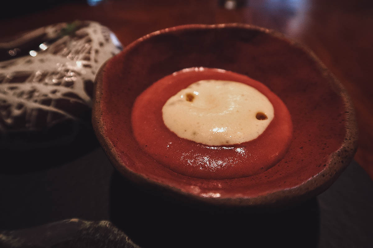 Close-up of appetizer at Restaurante Leo in Bogota