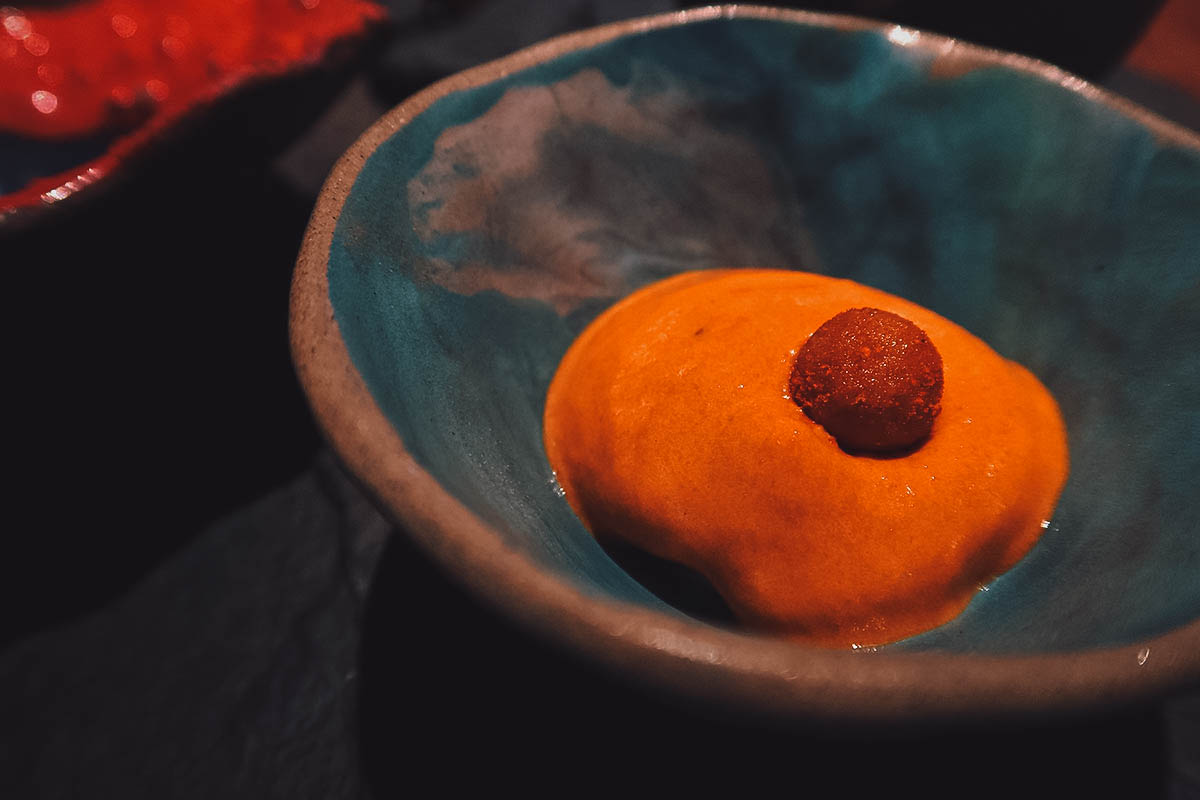 Close-up of appetizer at Restaurante Leo in Bogota