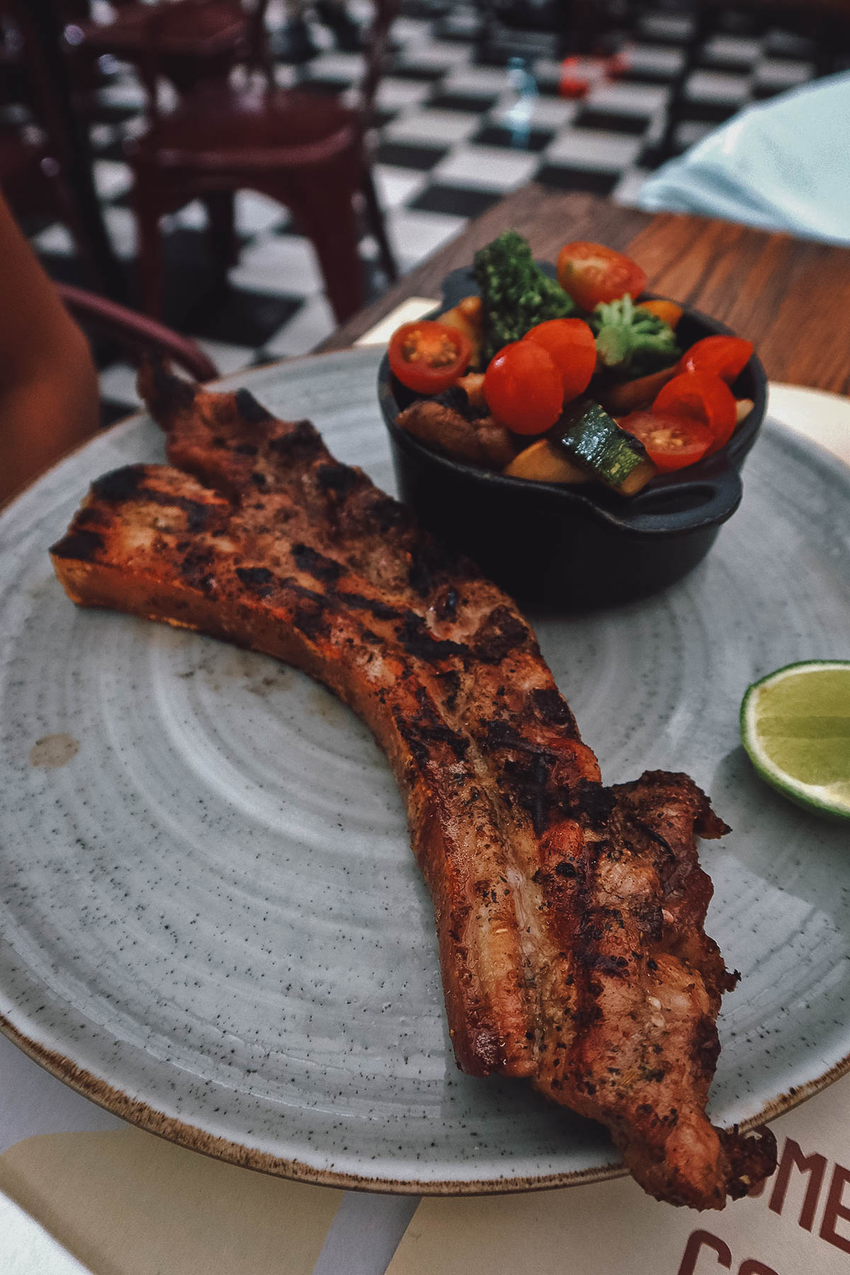 Pork rib at Barbaro Cocina Primitiva restaurant in Medellin