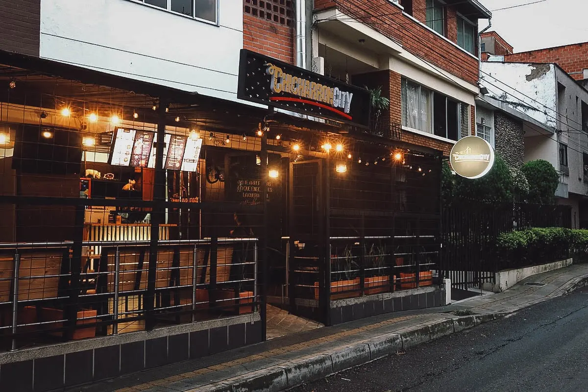 Chicharron City restaurant exterior in Medellin, Colombia