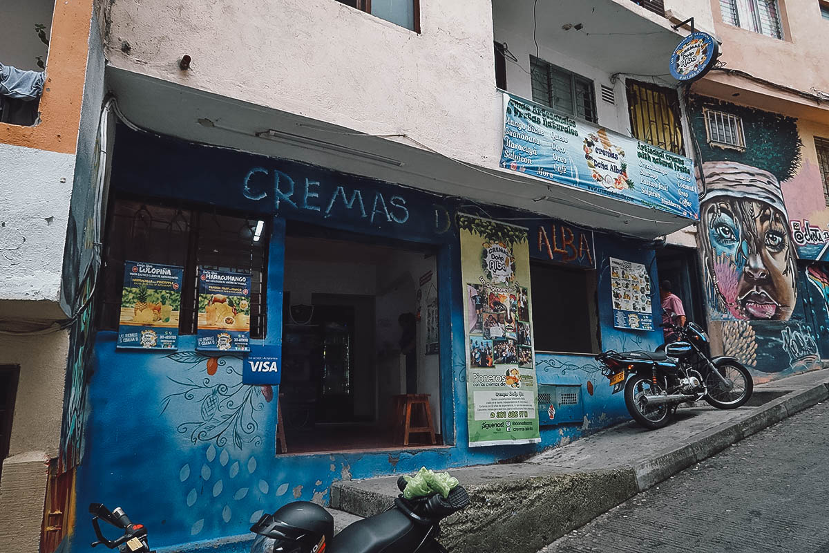 Cremas Dona Alba stall in Medellin, Colombia