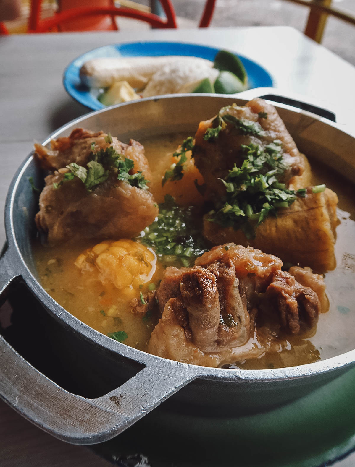 Bowl of sancocho at Cucayito restaurant in Medellin