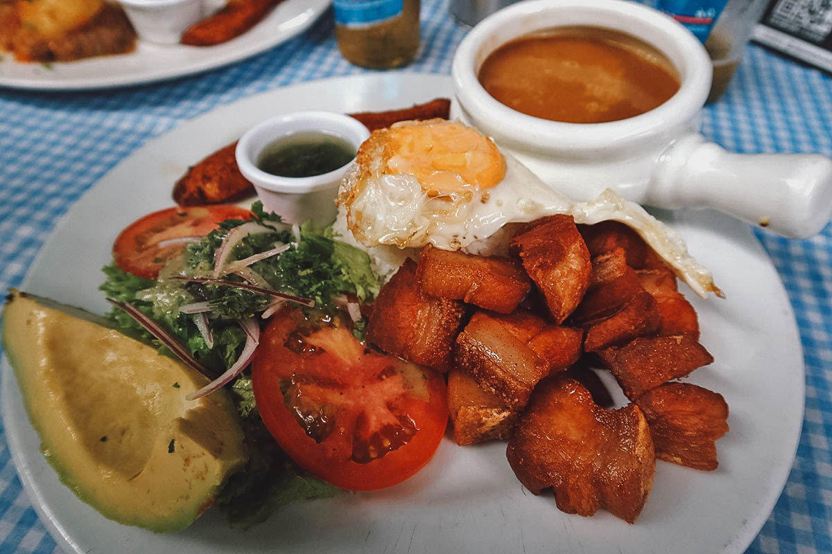 Chicharron dish at Parrilla Dejame Q' Te Cuente restaurant in Medellin