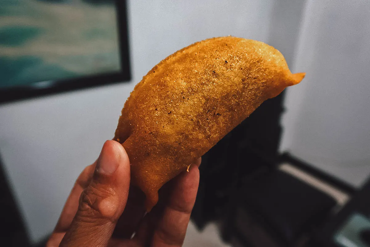 Empanada at Empanadas de Laureles restaurant in Medellin