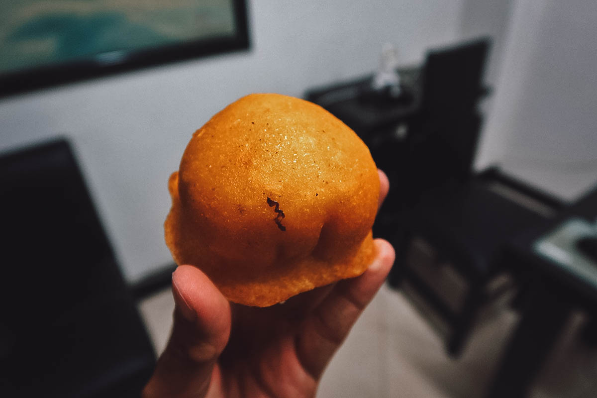 Chicken empanada at Empanadas de Laureles restaurant in Medellin