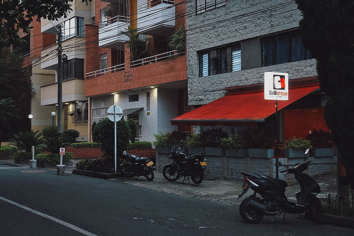 Guilli Arepas restaurant exterior in Medellin, Colombia