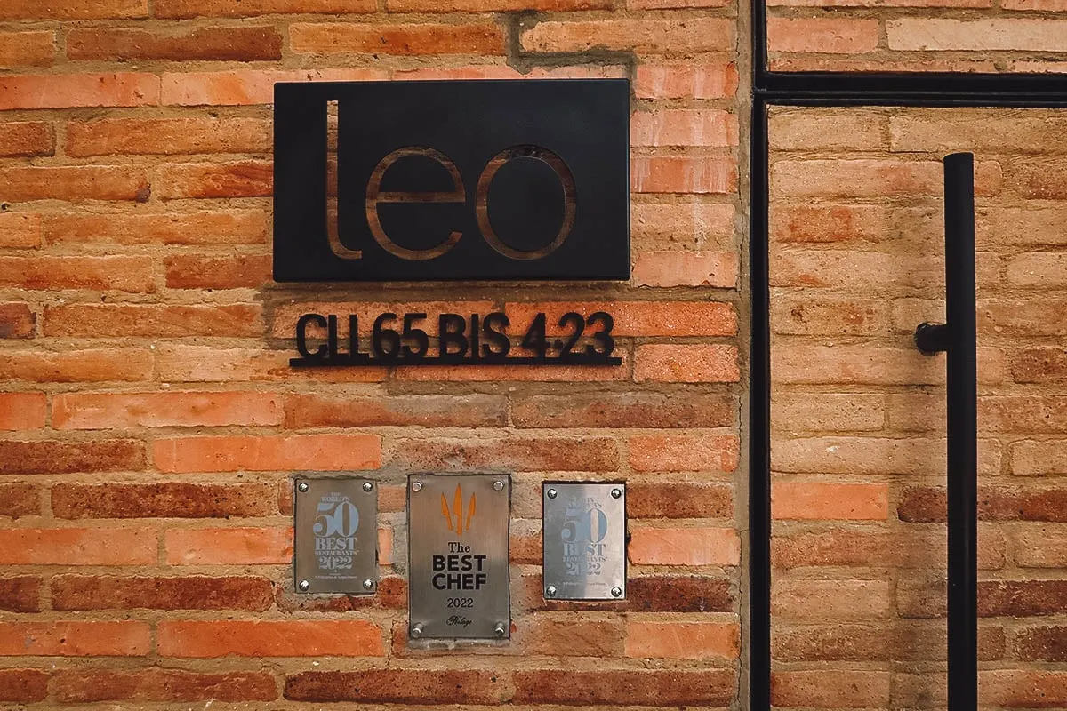 Leo restaurant sign and accolades