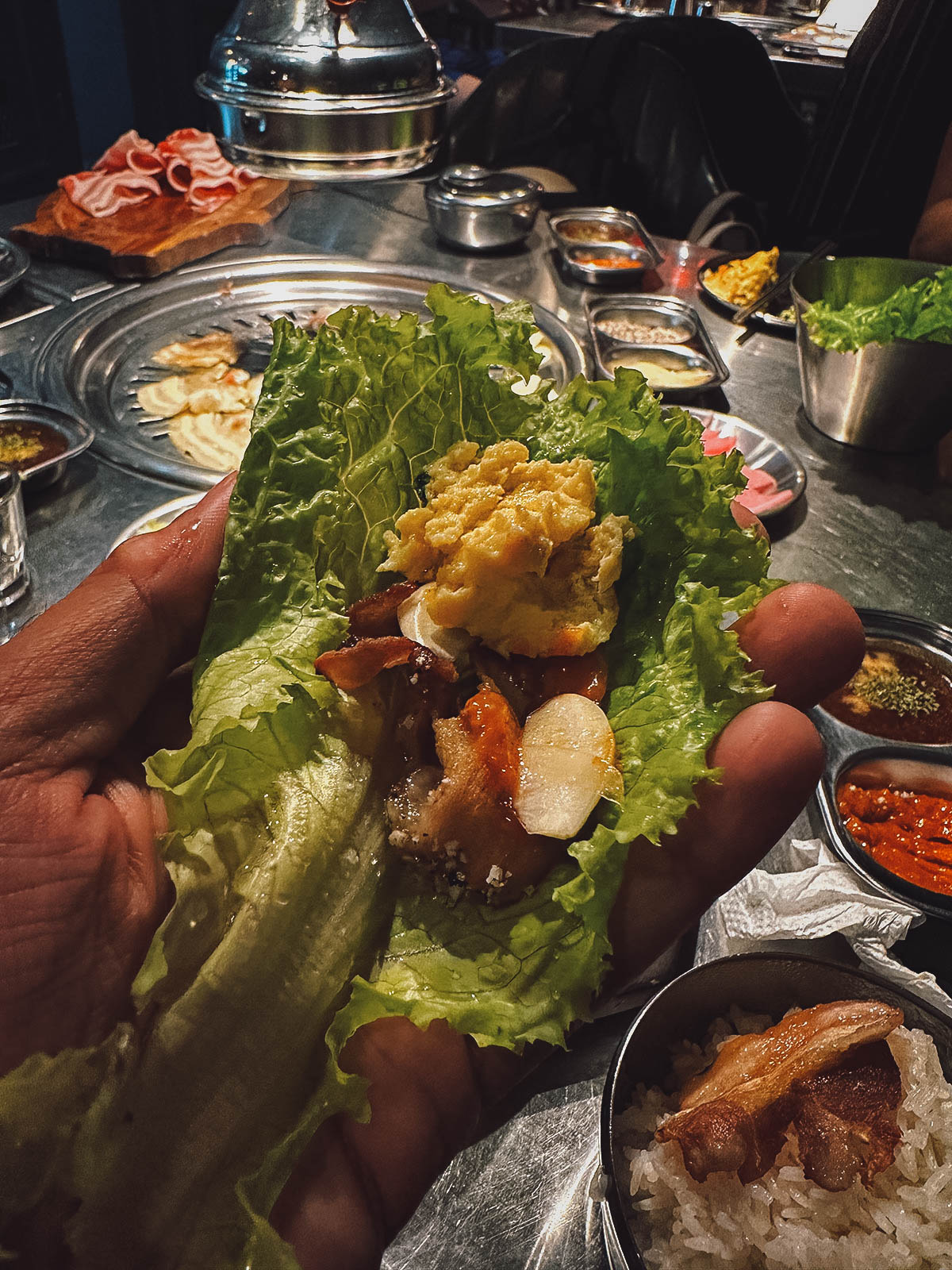 Samgyupsal with lettuce in Boracay