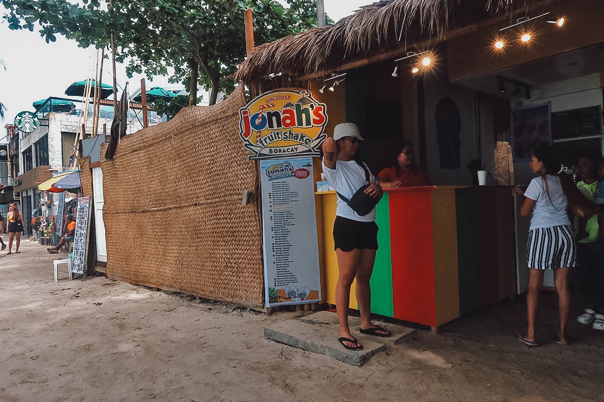 Jonah's Fruit Shake stand in Boracay