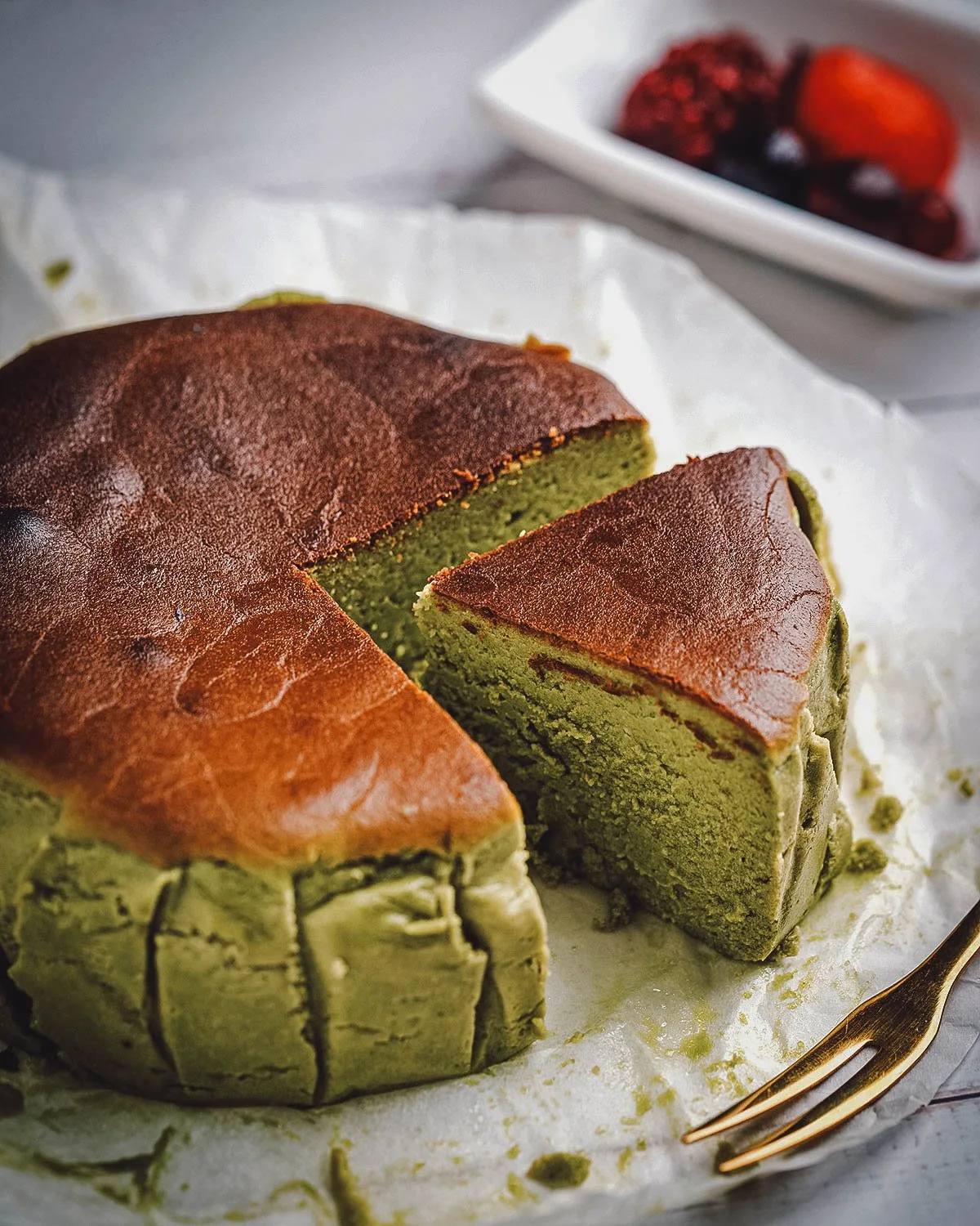 Japanese matcha basque cheesecake