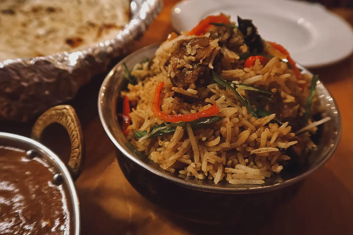 Biryani at Bollywood restaurant in Bohol