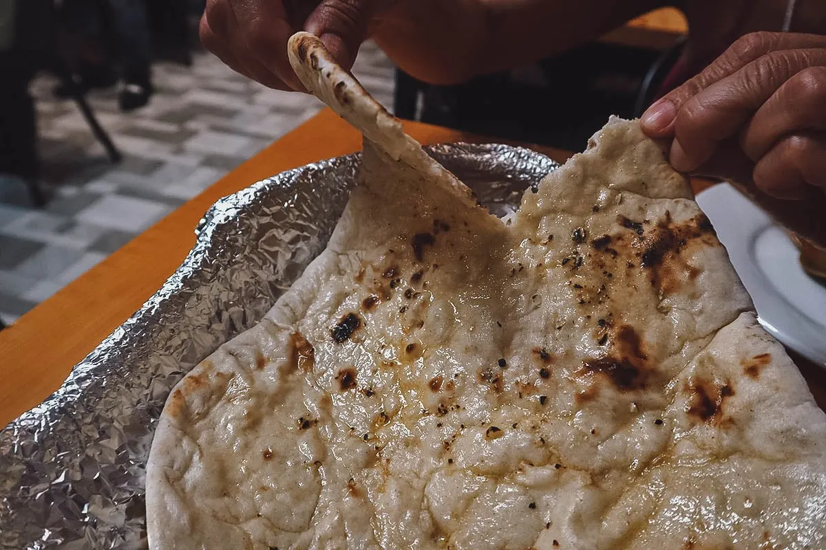 Naan bread at Bollywood restaurant in Bohol