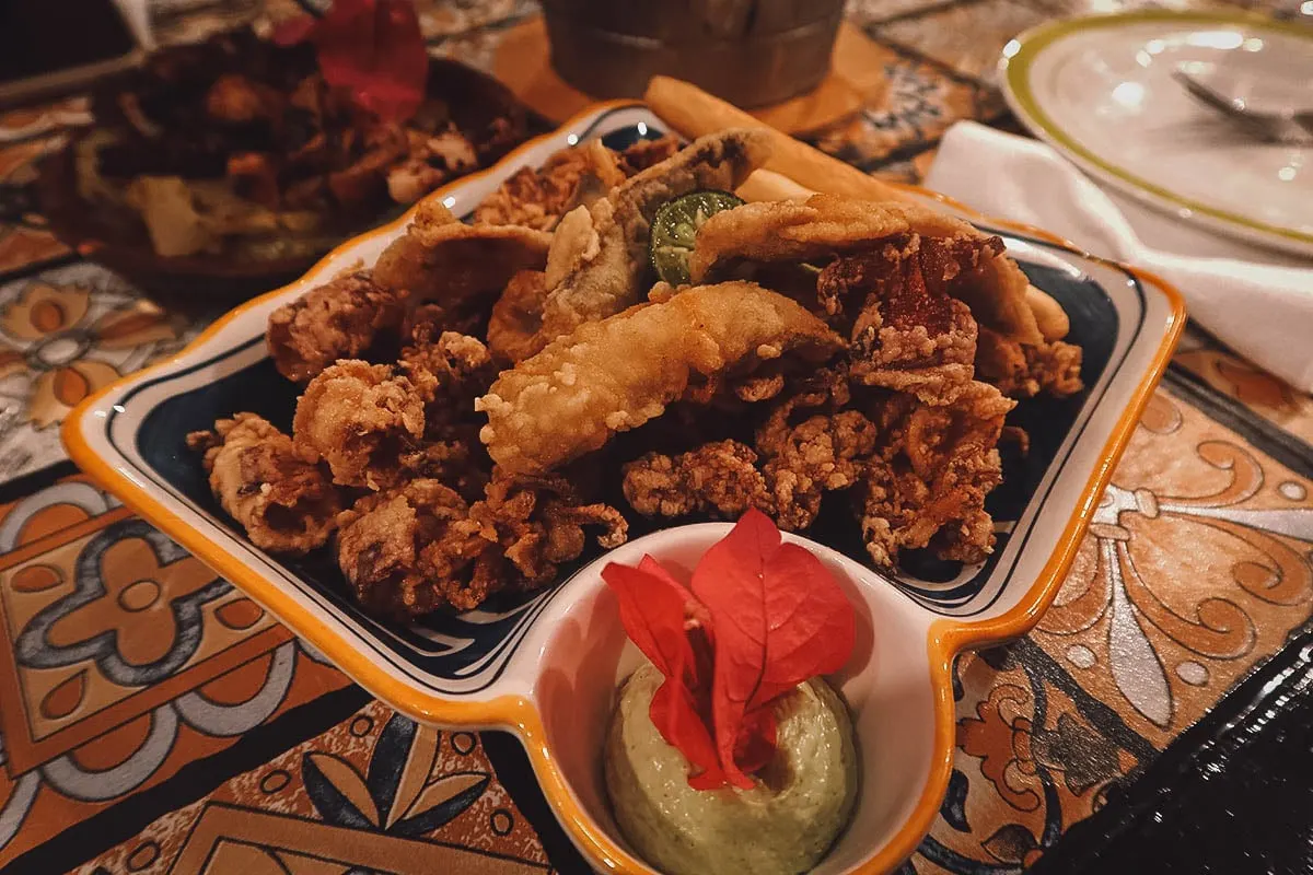 Calamari frito at Bougainvillea restaurant in Bohol