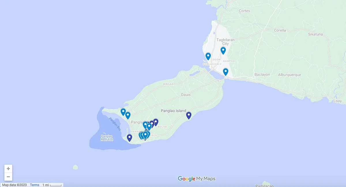 Bohol restaurants map