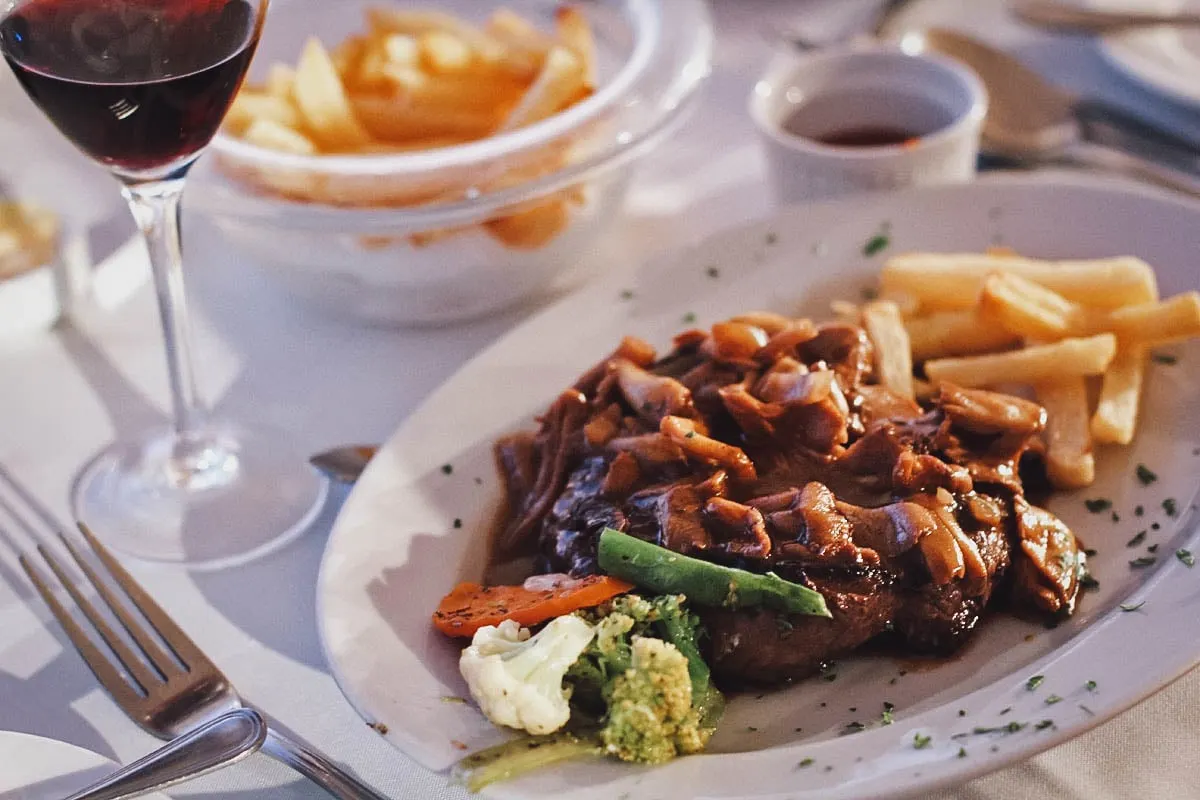 Ostrich steak at Pearl Restaurant in Bohol