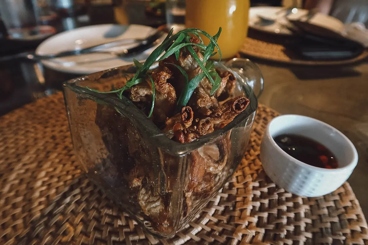 Chicharron dish at Sisa Bistro in Bohol