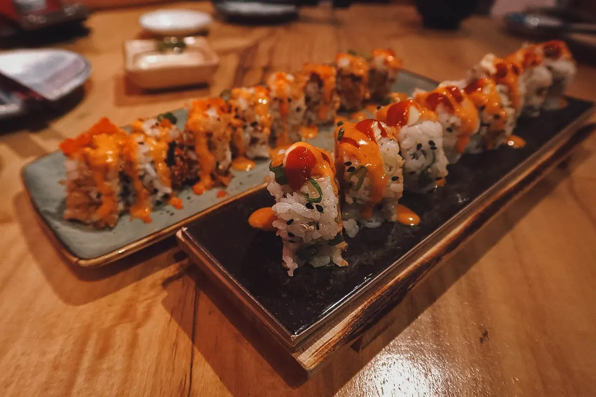 The Best Restaurants in Bohol Sushi rolls at Sushihan restaurant in Bohol
