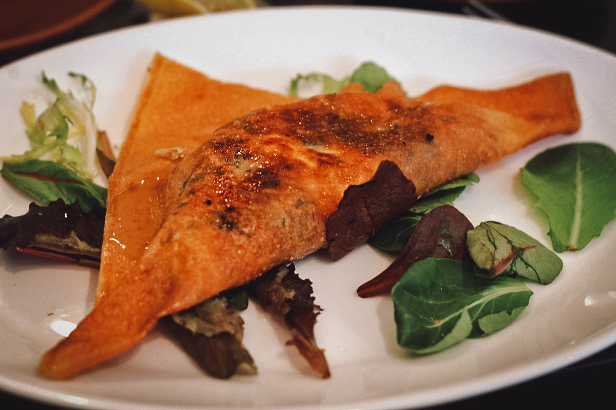 Brik, a traditional Tunisian dish made with egg and tuna