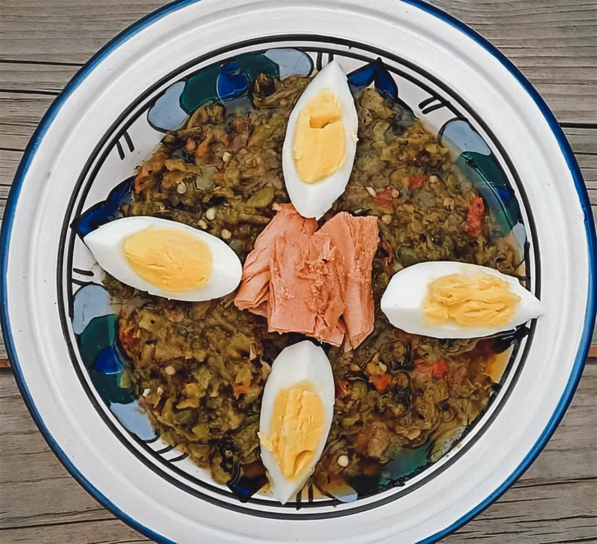 Mechouia salad, a traditional Tunisian salad made with grilled mashed vegetables