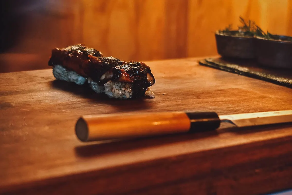 Unagi at Crudo restaurant in Oaxaca, Mexico