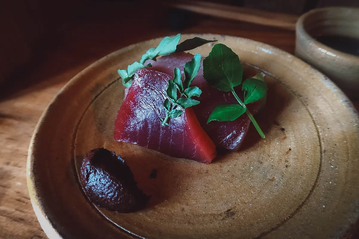 Tuna sashimi at Crudo restaurant in Oaxaca, Mexico