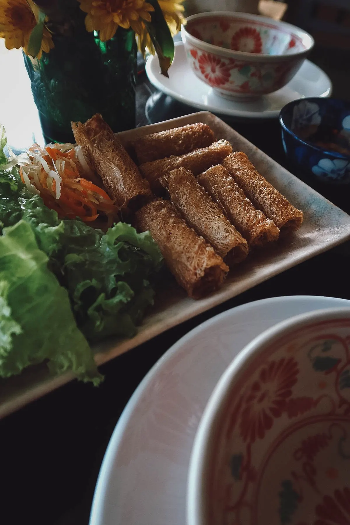 Spring rolls at Hoa Hien restaurant in Hoi An, Vietnam