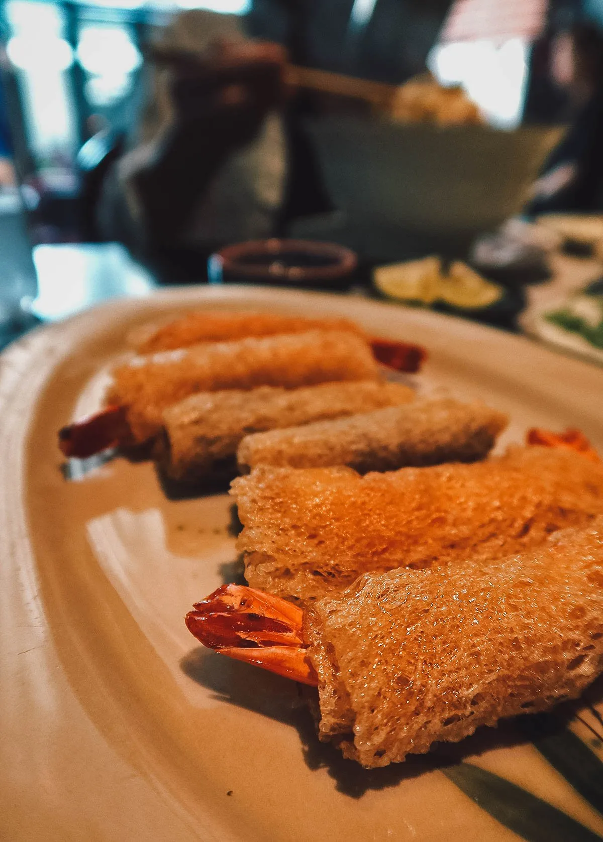 Shrimp rolls at Pho May restaurant in Hoi An