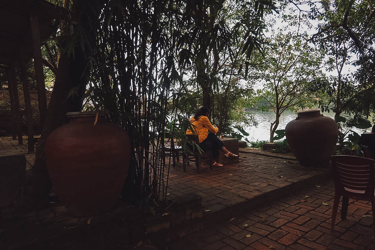 Outside seating at Cafe Do Con in Hue, Vietnam