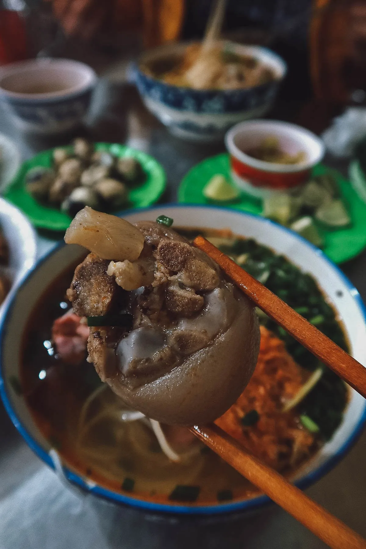 Bun bo at Ba Hoa restaurant in Hue, Vietnam