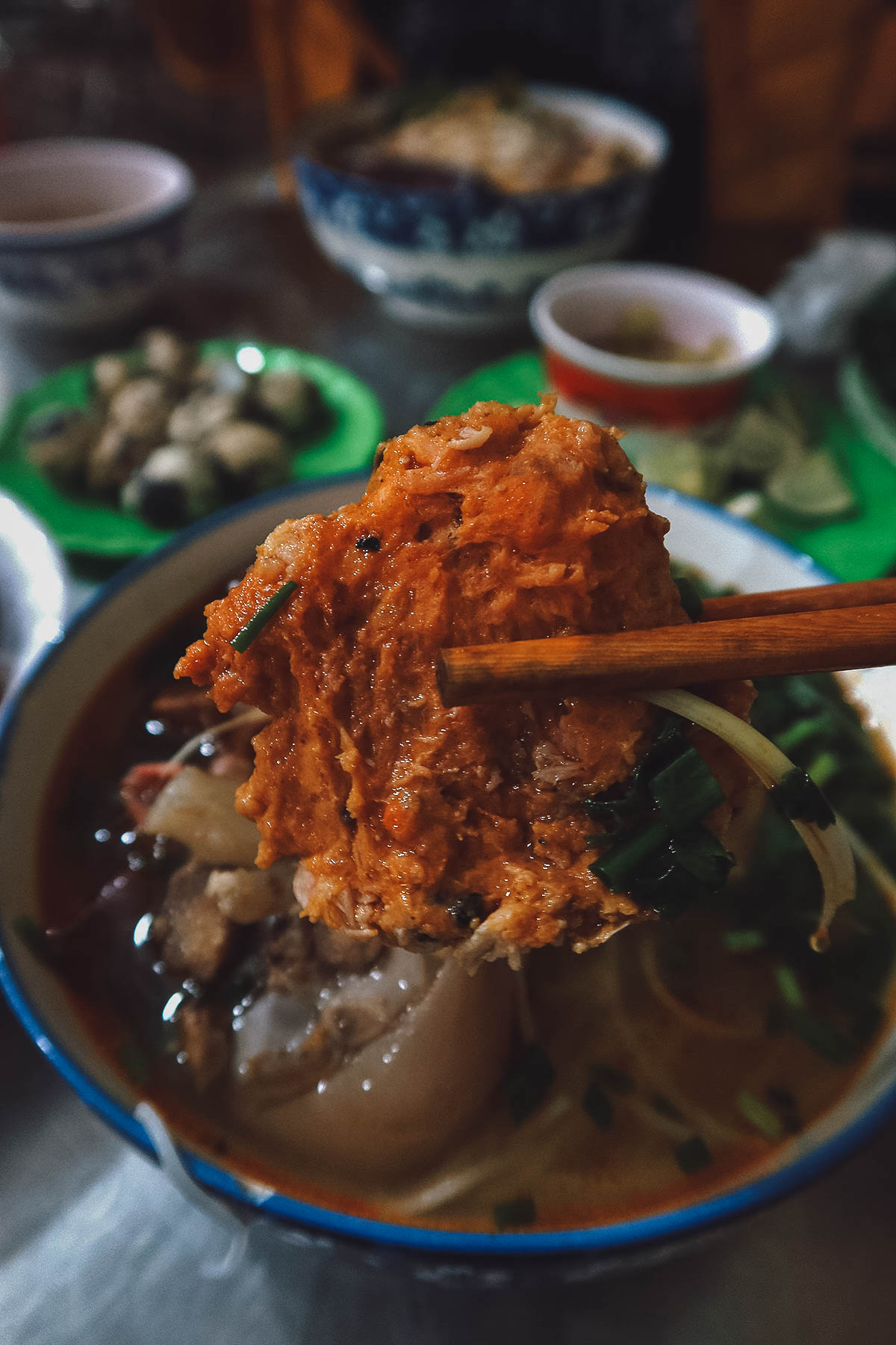 Bun bo at Ba Hoa restaurant in Hue, Vietnam